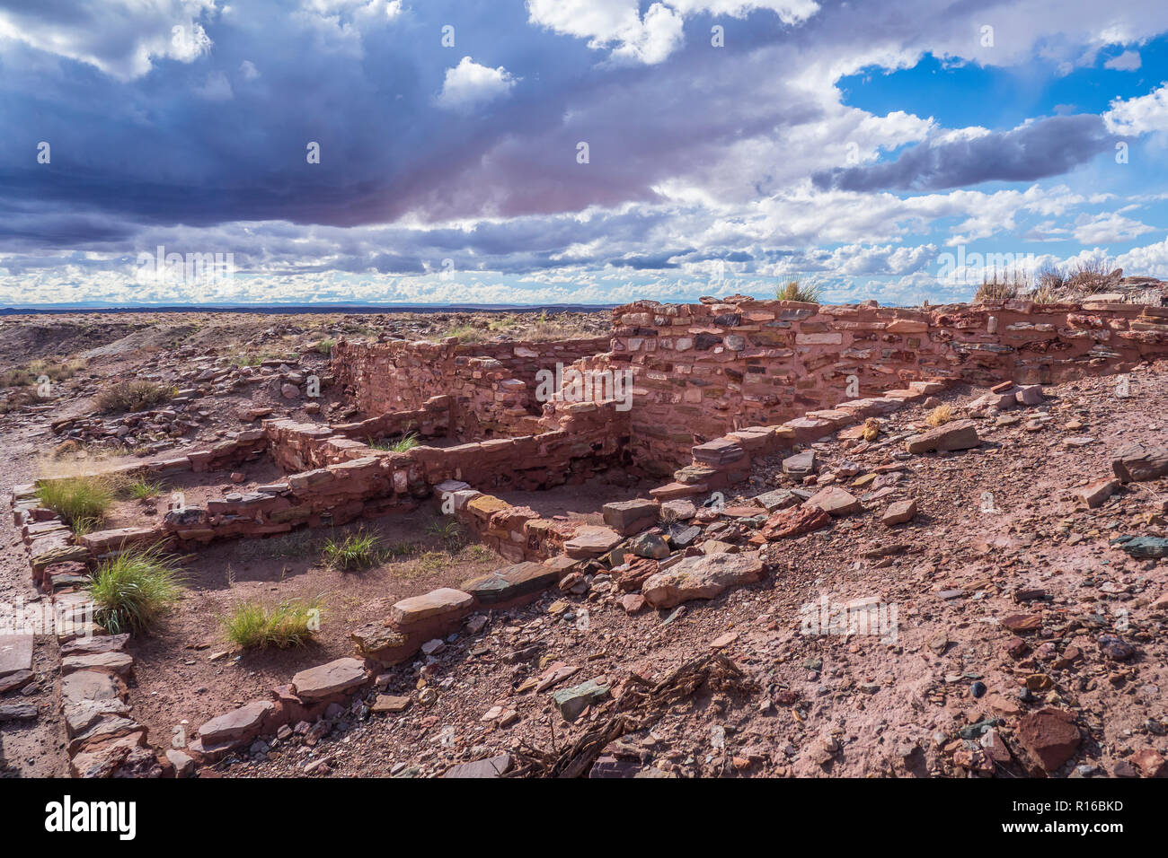 Ruines, Homolovi II site, Homolovi Ruins State Park, Winslow, Arizona. Banque D'Images