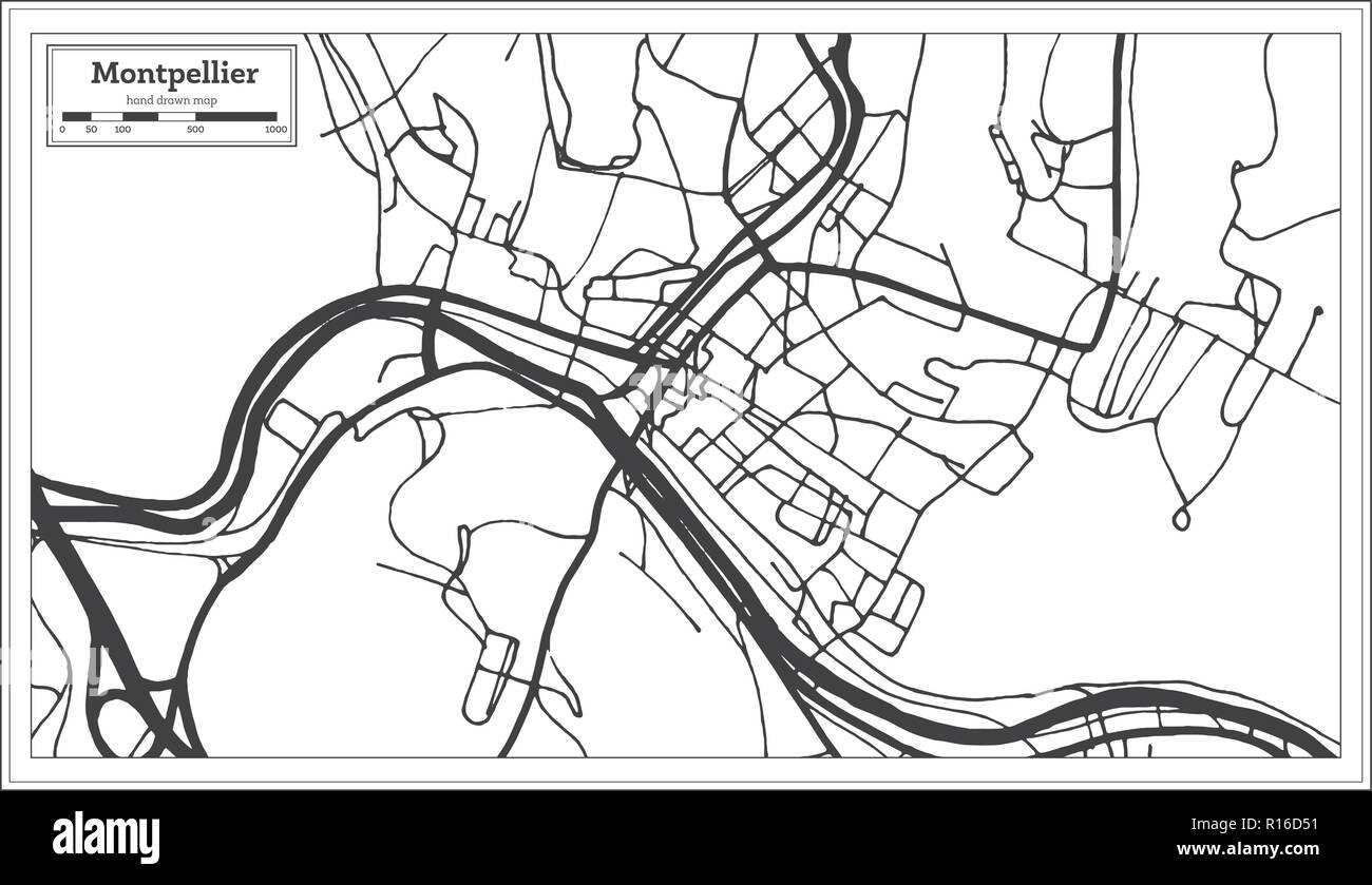 Montpelier Vermont USA Plan de ville en style rétro. Une carte de Noël. Vector Illustration. Illustration de Vecteur