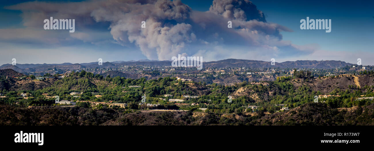 La fumée des incendies de Los Angeles Banque D'Images