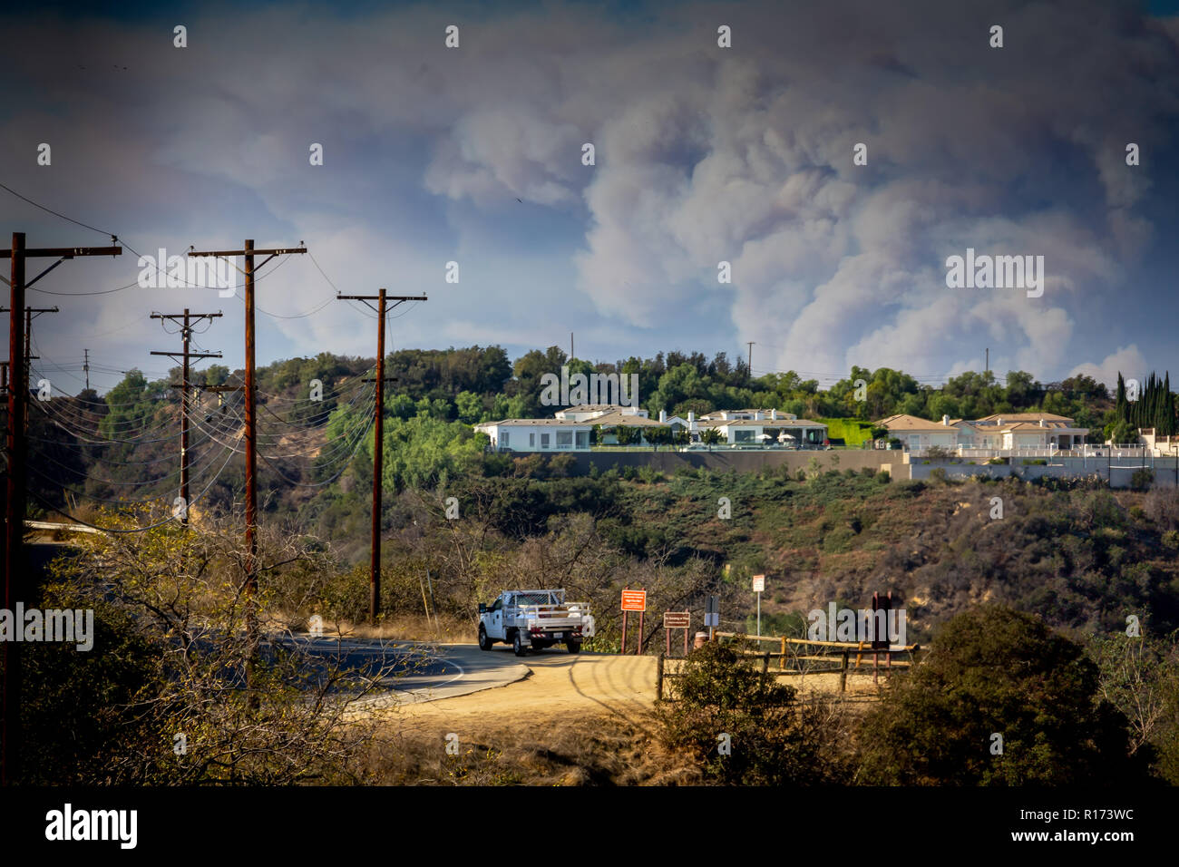 La fumée des incendies de Los Angeles Banque D'Images