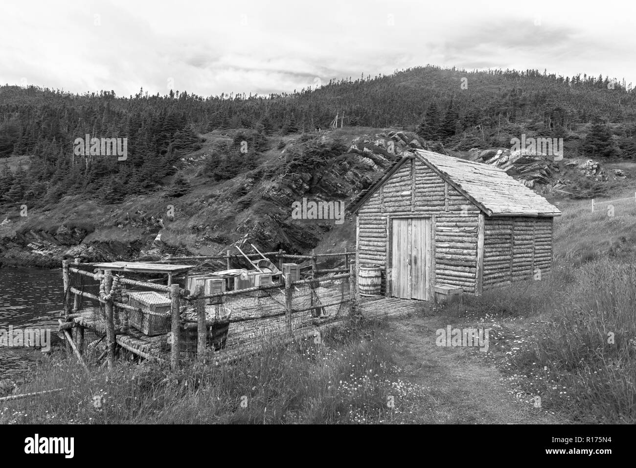 CAPE RANDOM, Terre-Neuve, Canada - film Random Passage, réplique d'un village de pêcheurs. Banque D'Images