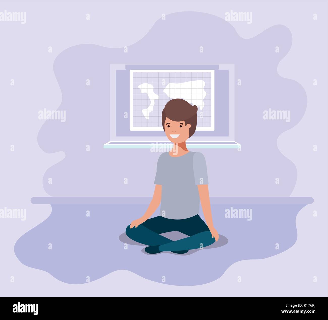 Adolescents assis caractère avatar Illustration de Vecteur