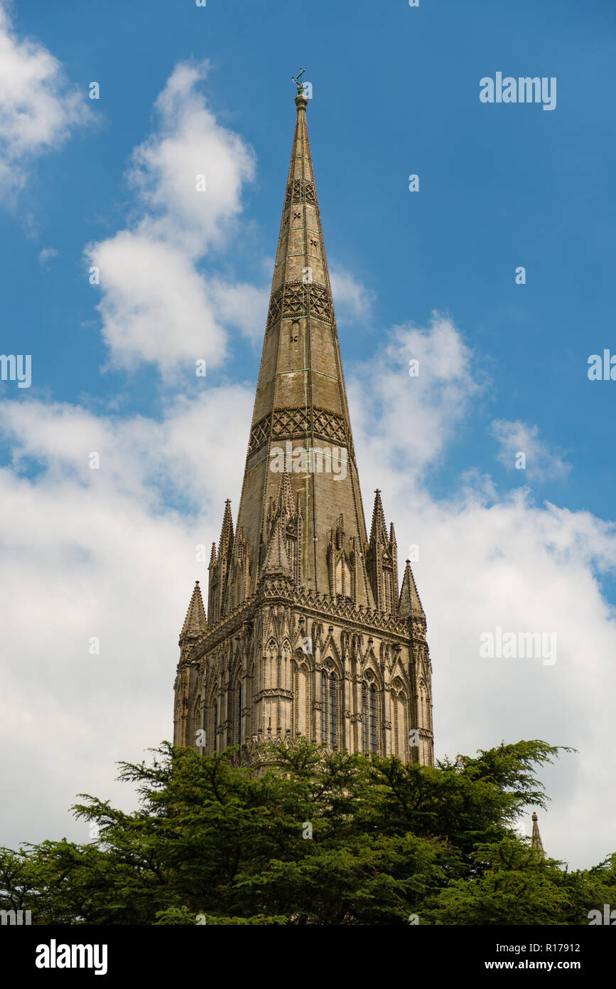 La cathédrale de Salisbury Spire Banque D'Images