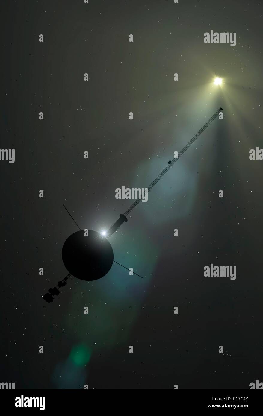 Laissant voyager Système solaire, de l'illustration. Deux Voyager (Voyager 1 et Voyager 2) ont été lancés en 1977. Cette synchronisation s'advant Banque D'Images