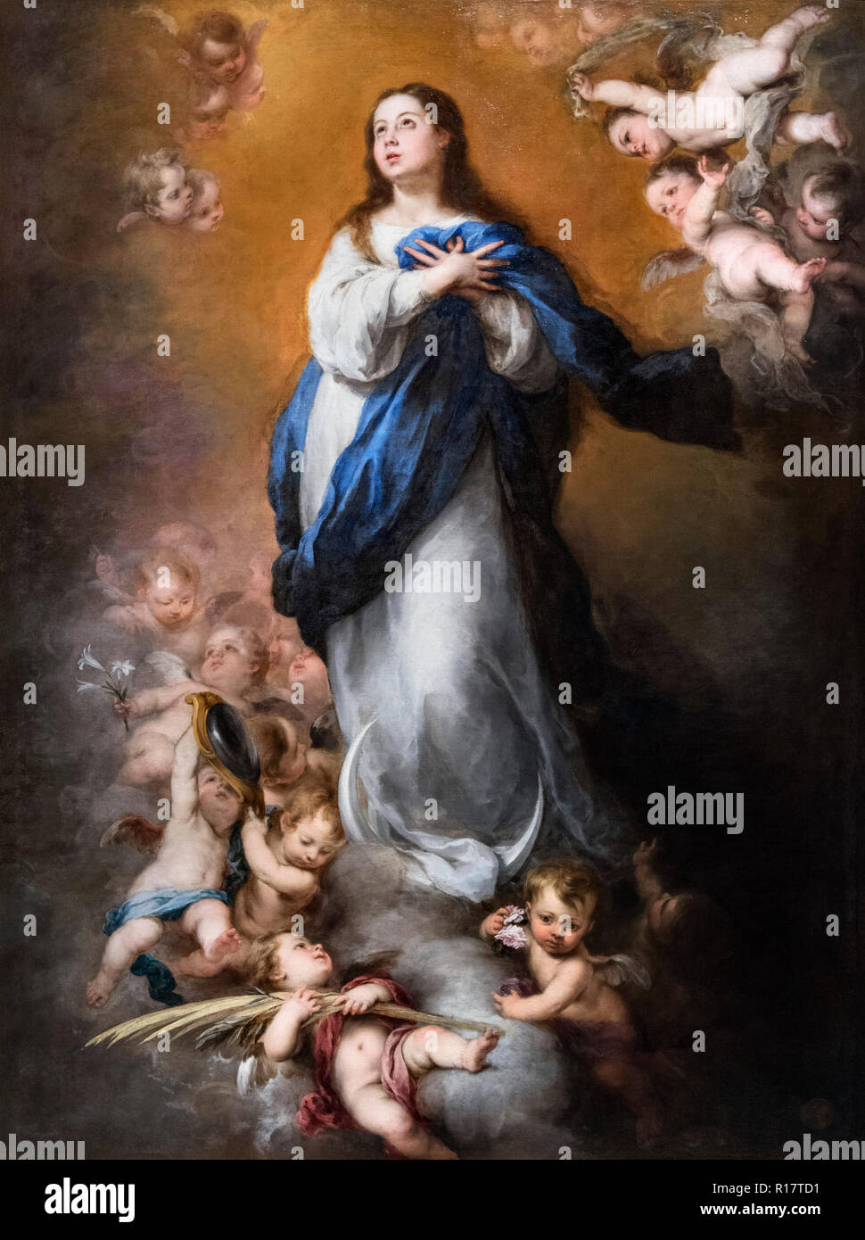L'Immaculée Conception de la chorale - la fille (Inmaculada Concepcion de la Cora -La Nina) par Bartolomé-Esteban Murillo (1617-1682), huile sur toile, c.1668-9 Banque D'Images