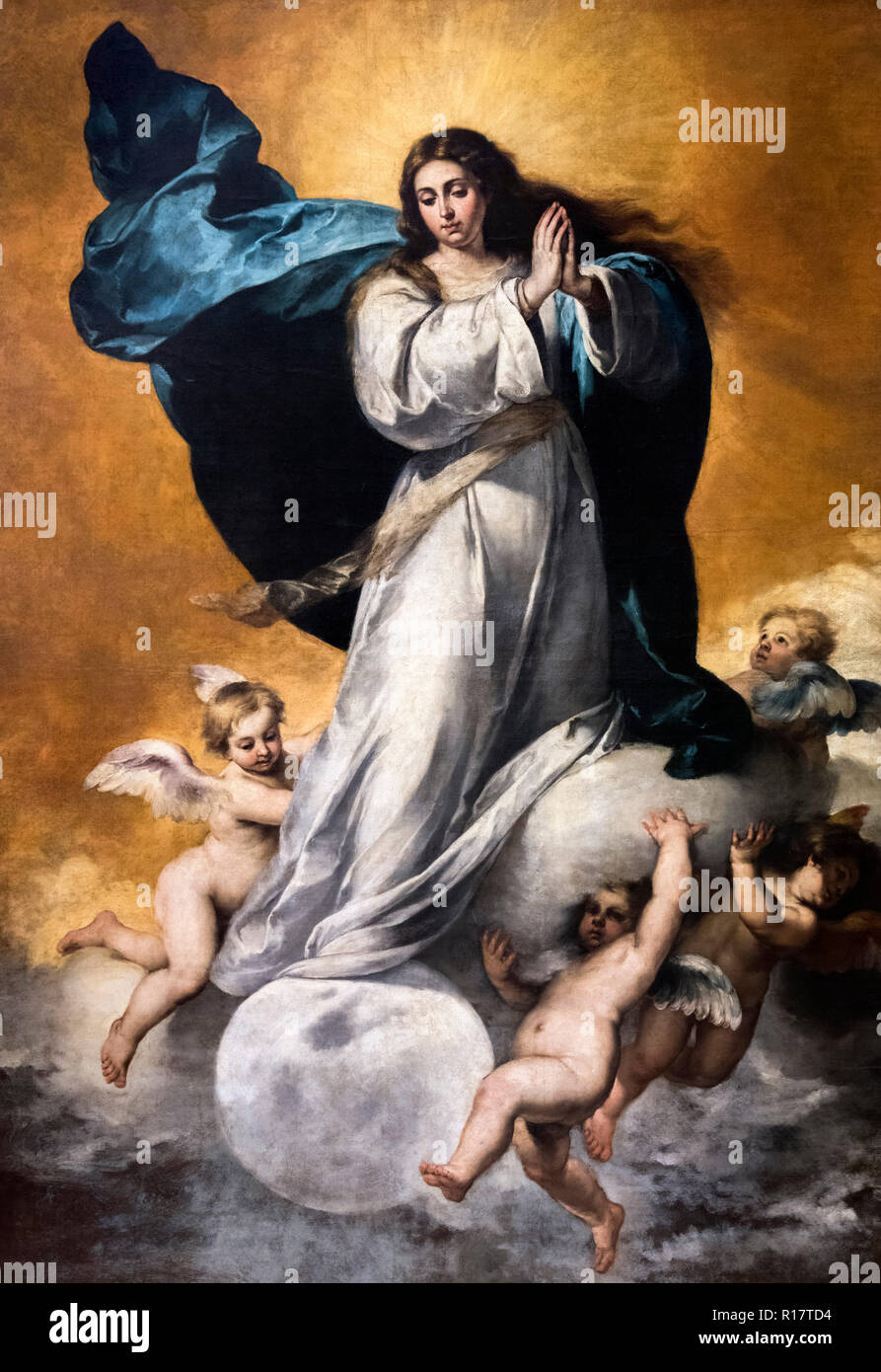 L'Immaculée Conception (Inmaculada Concepcion - La Altivo) par Bartolomé-Esteban Murillo (1617-1682), huile sur toile, c.1652 Banque D'Images