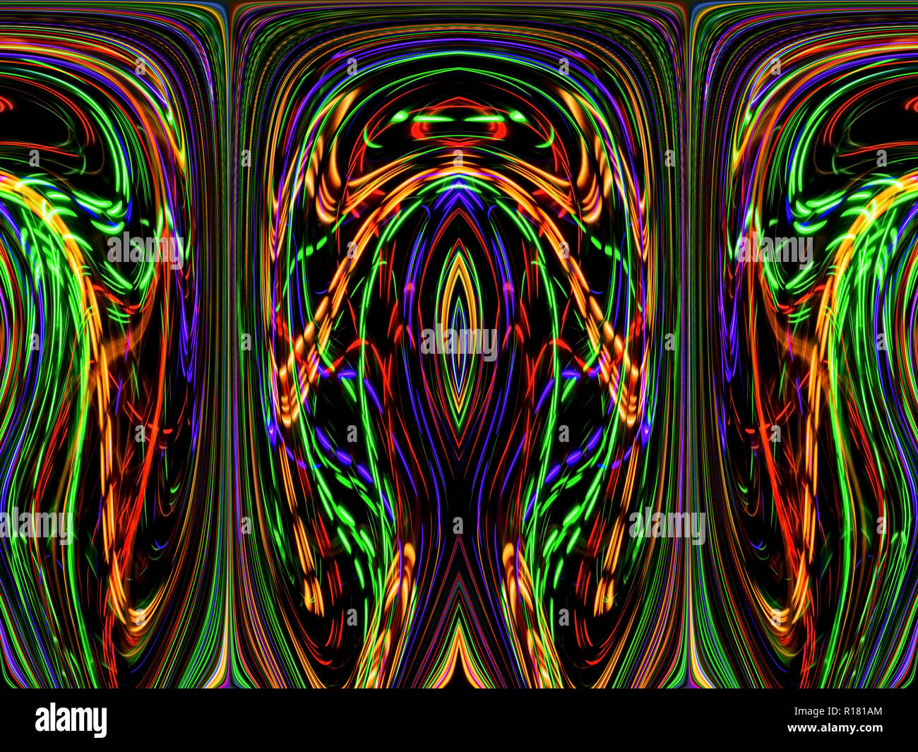 La couleur des lignes et courbes crée des images fantastiques. Tableau abstrait - images psychédéliques. Banque D'Images