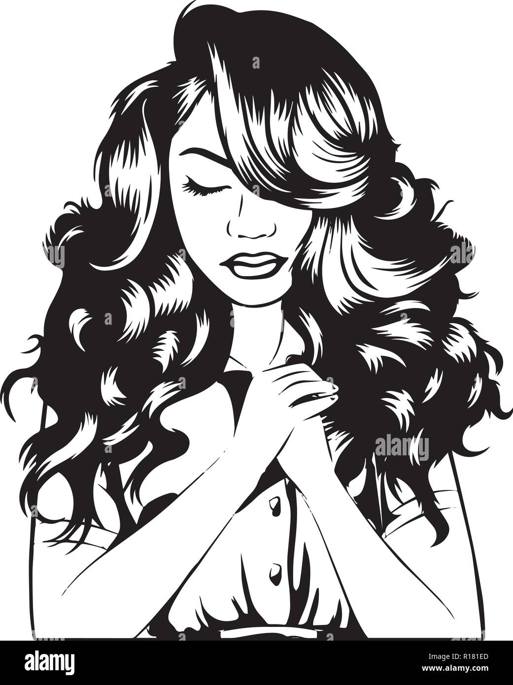 Ce sont African American Woman, priant Dieu, de la vie quoes Illustration de Vecteur