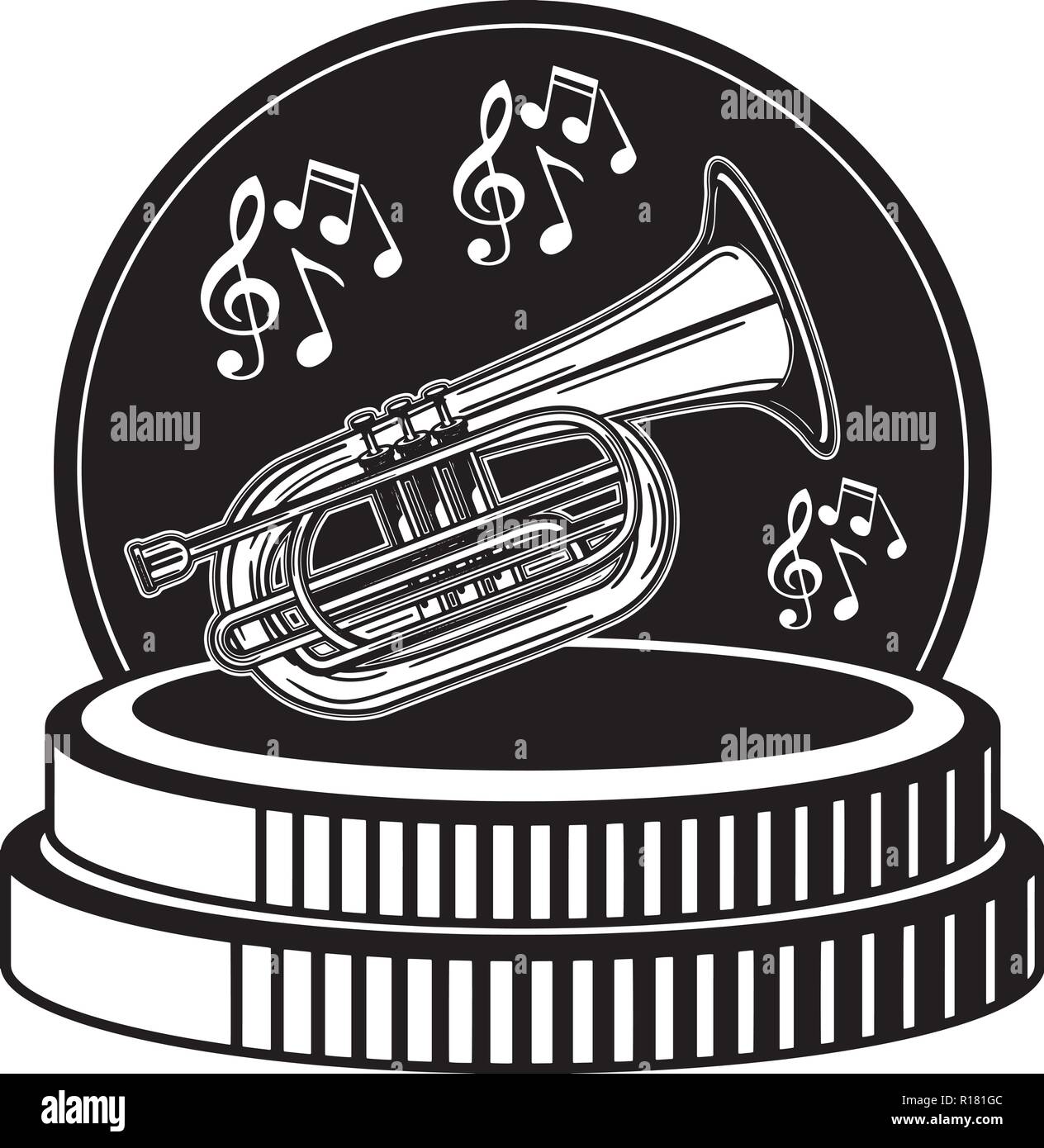 Les instruments de percussion de l'équipement, événement, harmonie, trompette Banjo Illustration de Vecteur