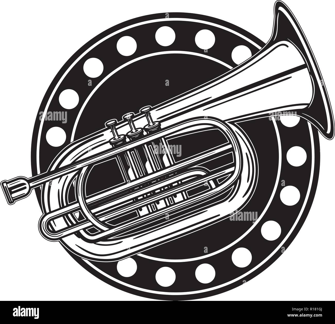 Les instruments de percussion de l'équipement, événement, harmonie, trompette Banjo Illustration de Vecteur