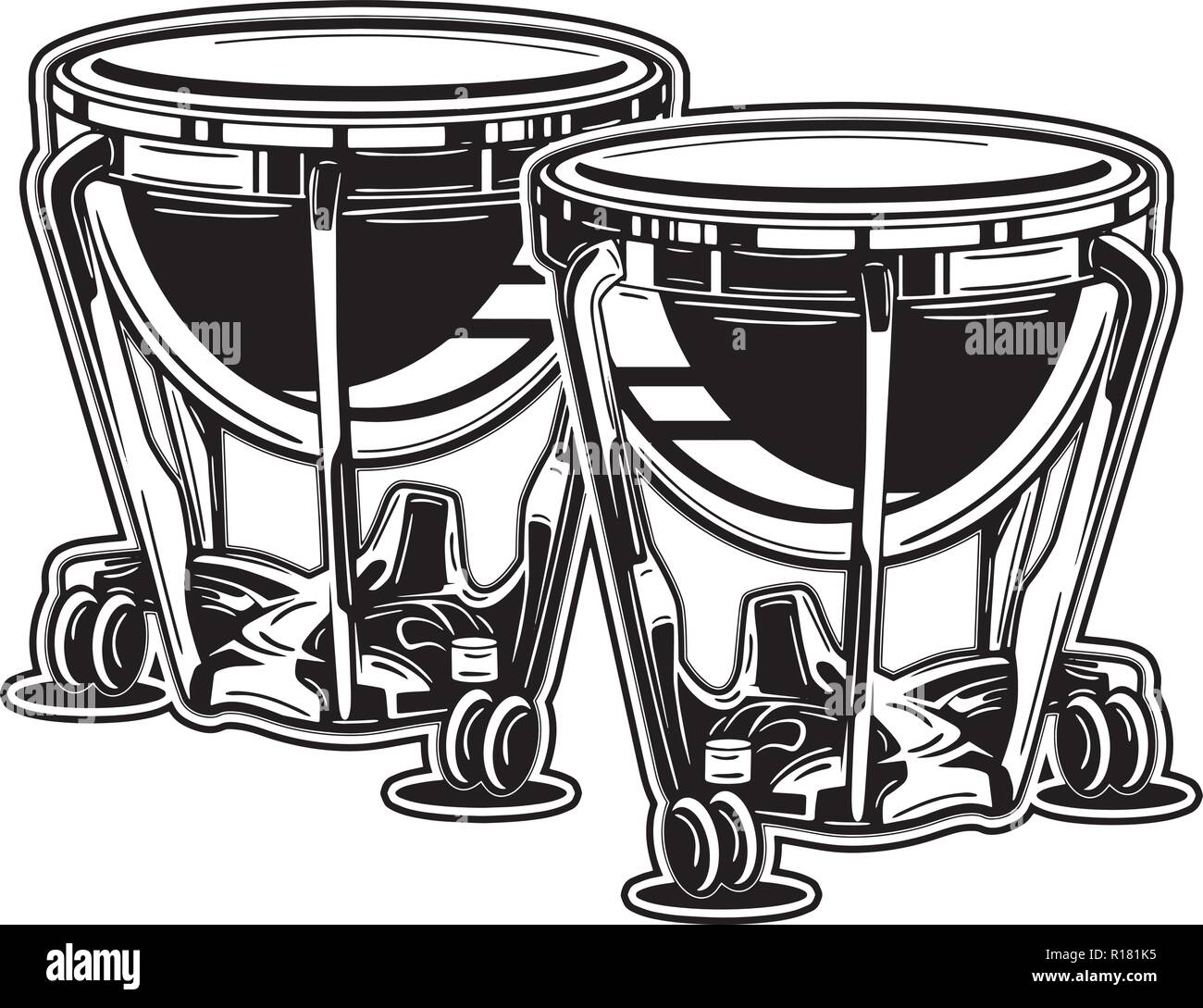 Les instruments de percussion de l'équipement, événement, harmonie, trompette Banjo Illustration de Vecteur