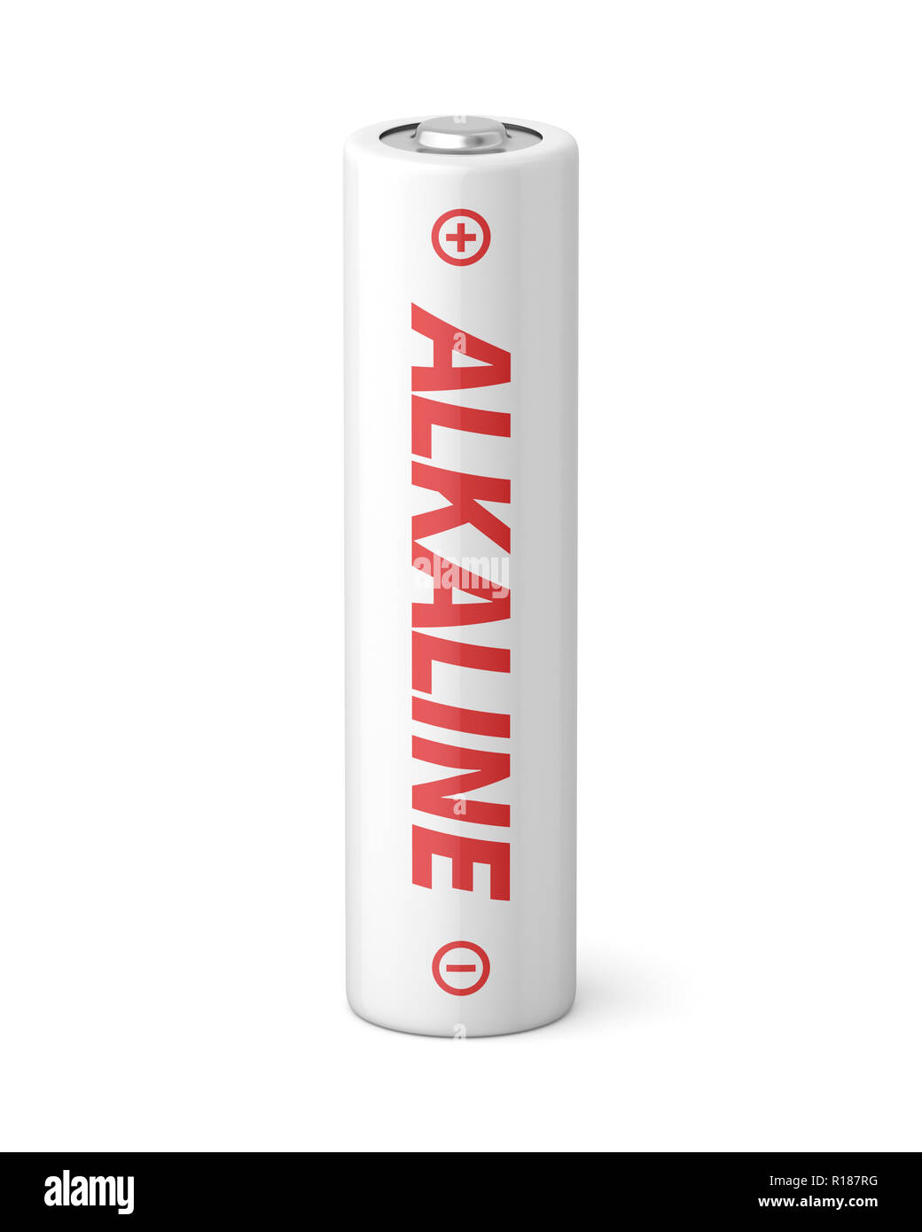 Unique en rendu 3d aa alcalines batterie sur un fond blanc. Banque D'Images