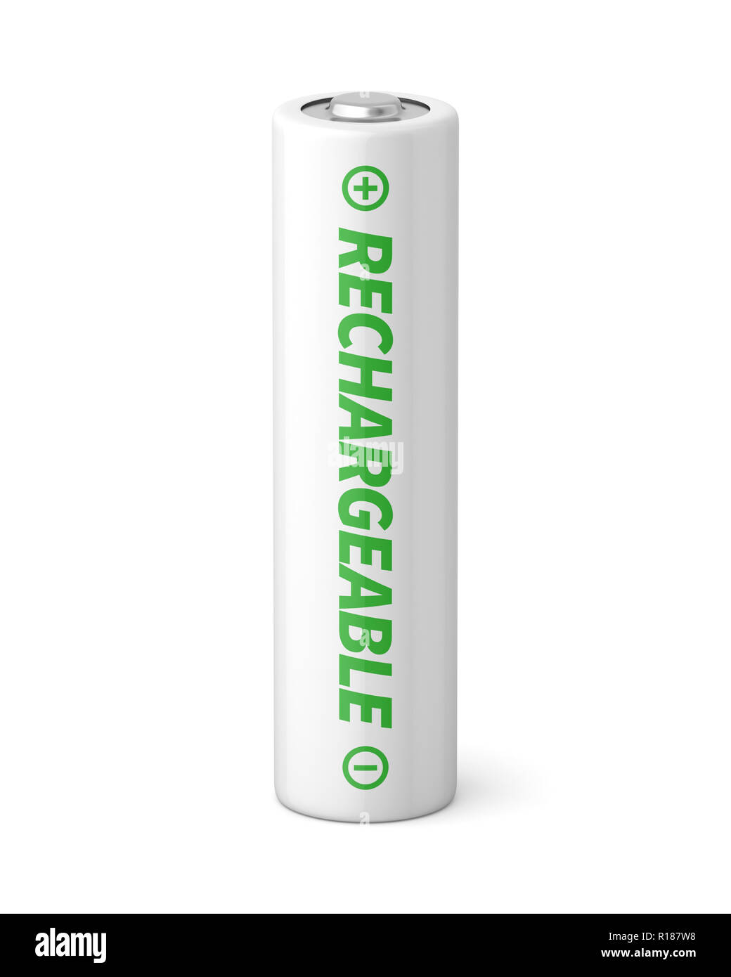 Unique en rendu 3D batterie rechargeable aa sur un fond blanc. Banque D'Images