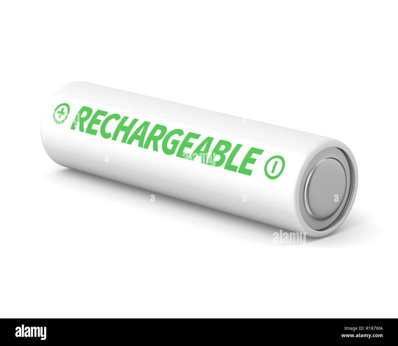 Unique en rendu 3D batterie rechargeable aa sur un fond blanc. Banque D'Images