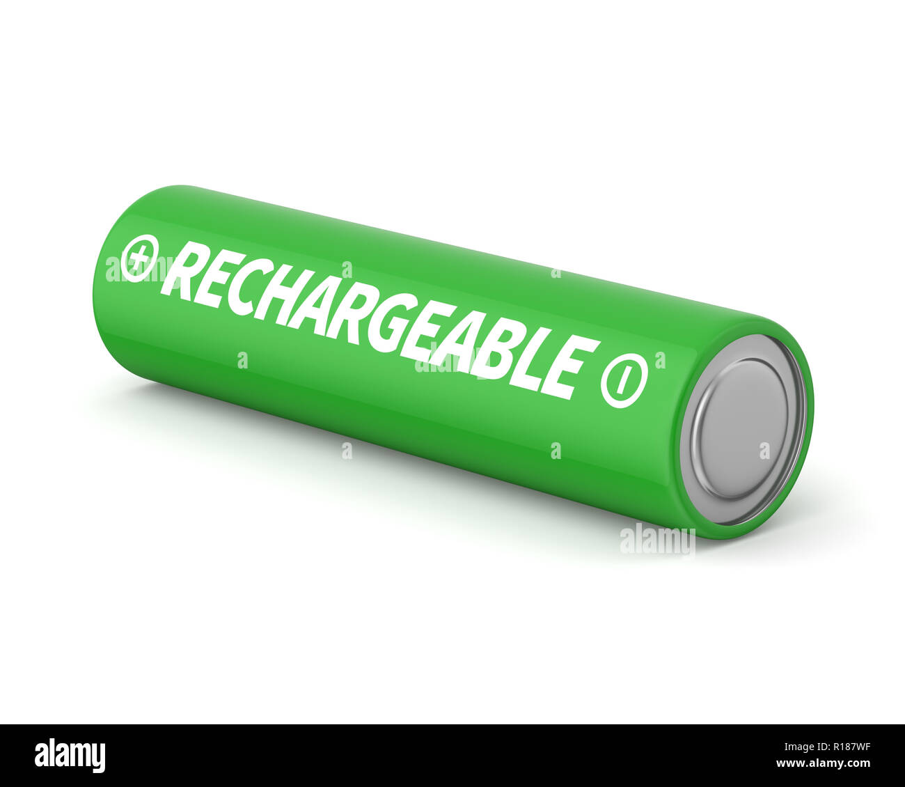 Unique en rendu 3D batterie rechargeable aa sur un fond blanc. Banque D'Images