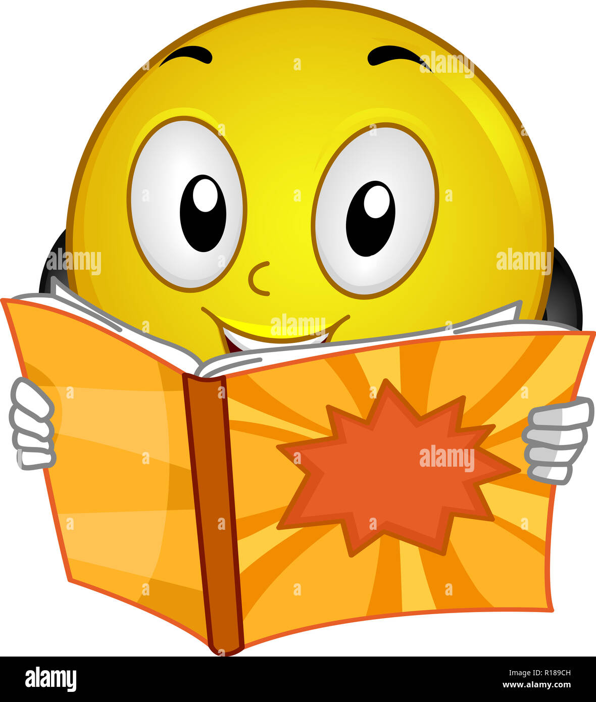 Illustration d'une mascotte Smiley Bande Dessinée Lecture heureusement Banque D'Images