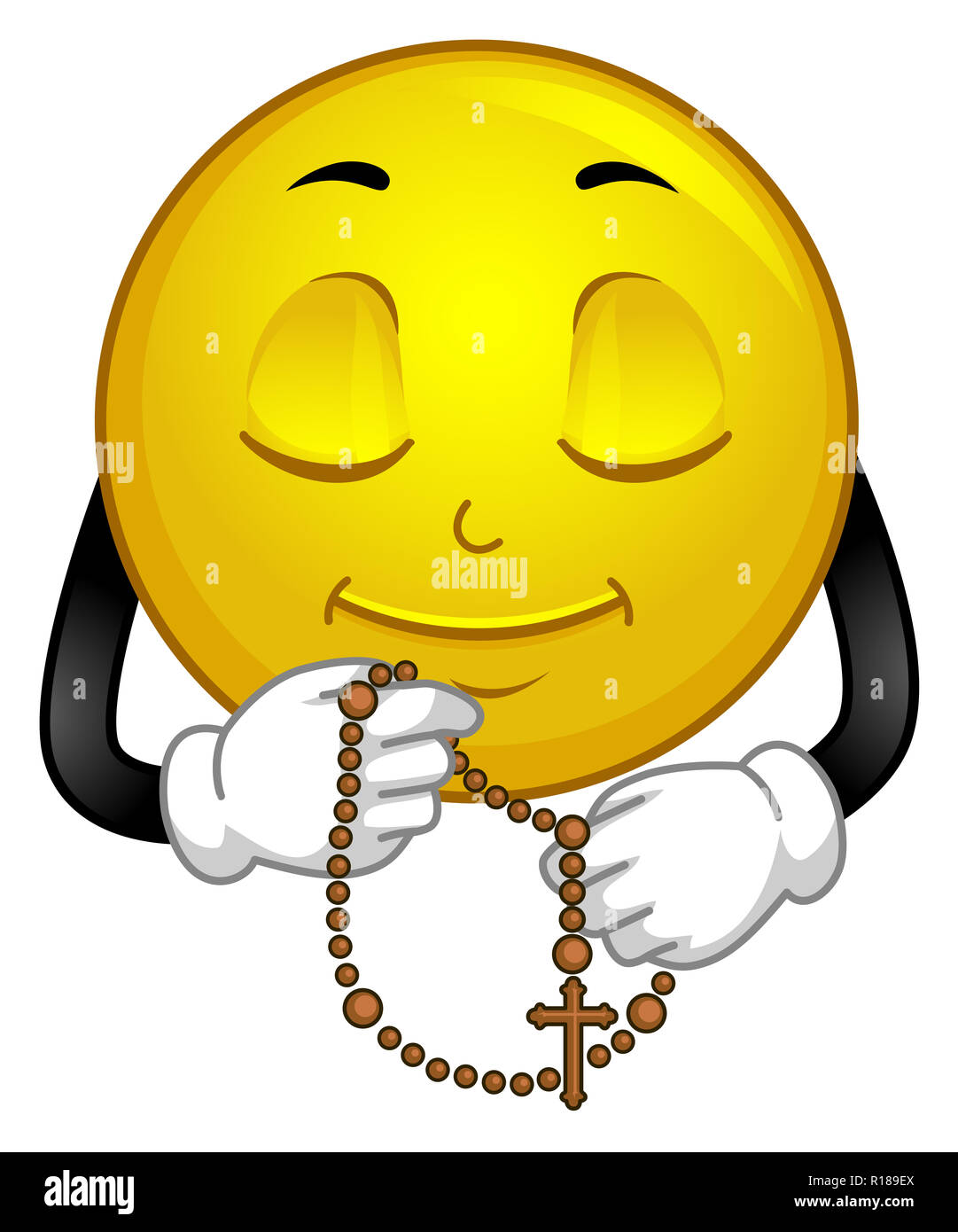 Illustration d'un Smiley Mascot la prière du Rosaire Banque D'Images