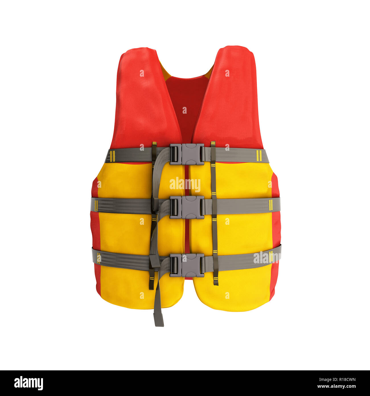 Gilet rouge jaune 3D render sur fond blanc Banque D'Images