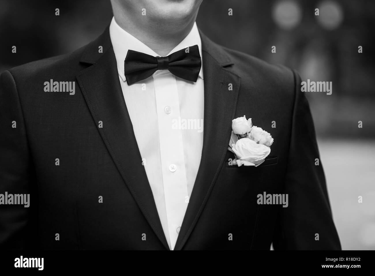 Close up sur le costume du marié Banque D'Images