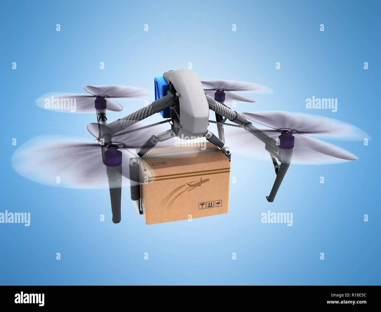 ConceptGeneric livraison Télécommande Design Engin volant drone aérien fort  Post Livraison rapide le rendu 3D sur bleu Photo Stock - Alamy