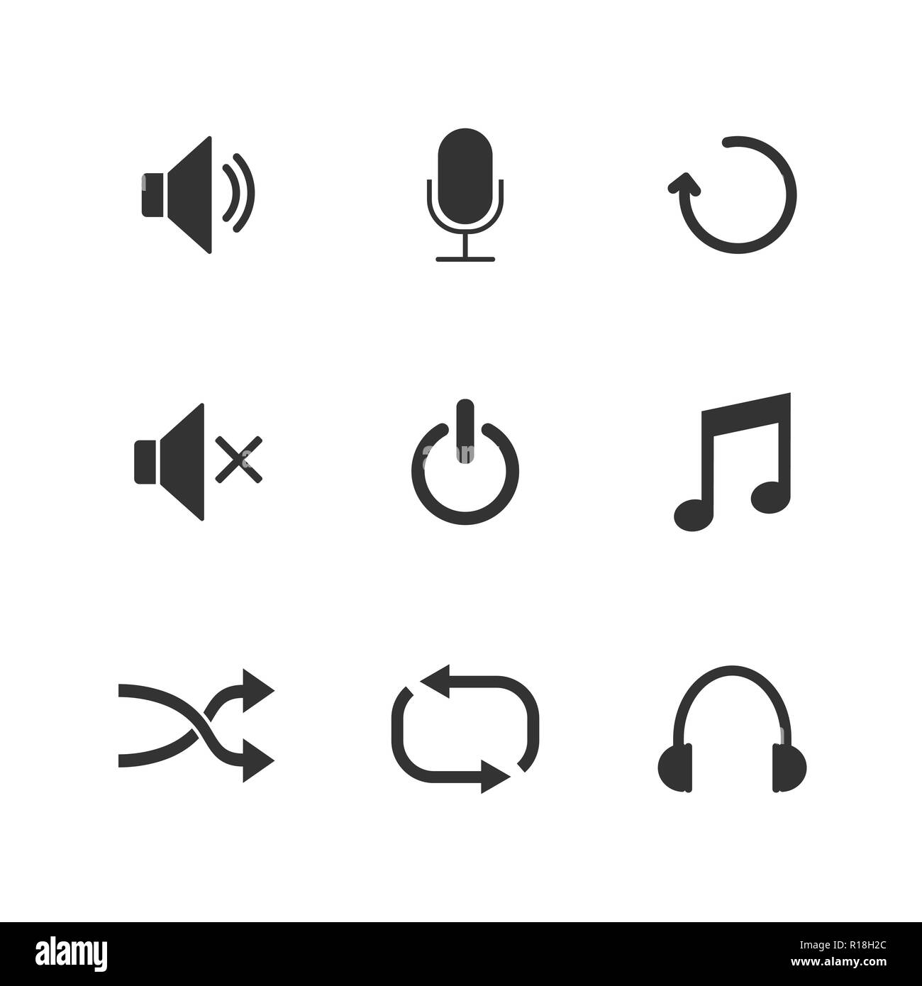 Media Player icon set. Illustration vectorielle, modèle plat. Illustration de Vecteur