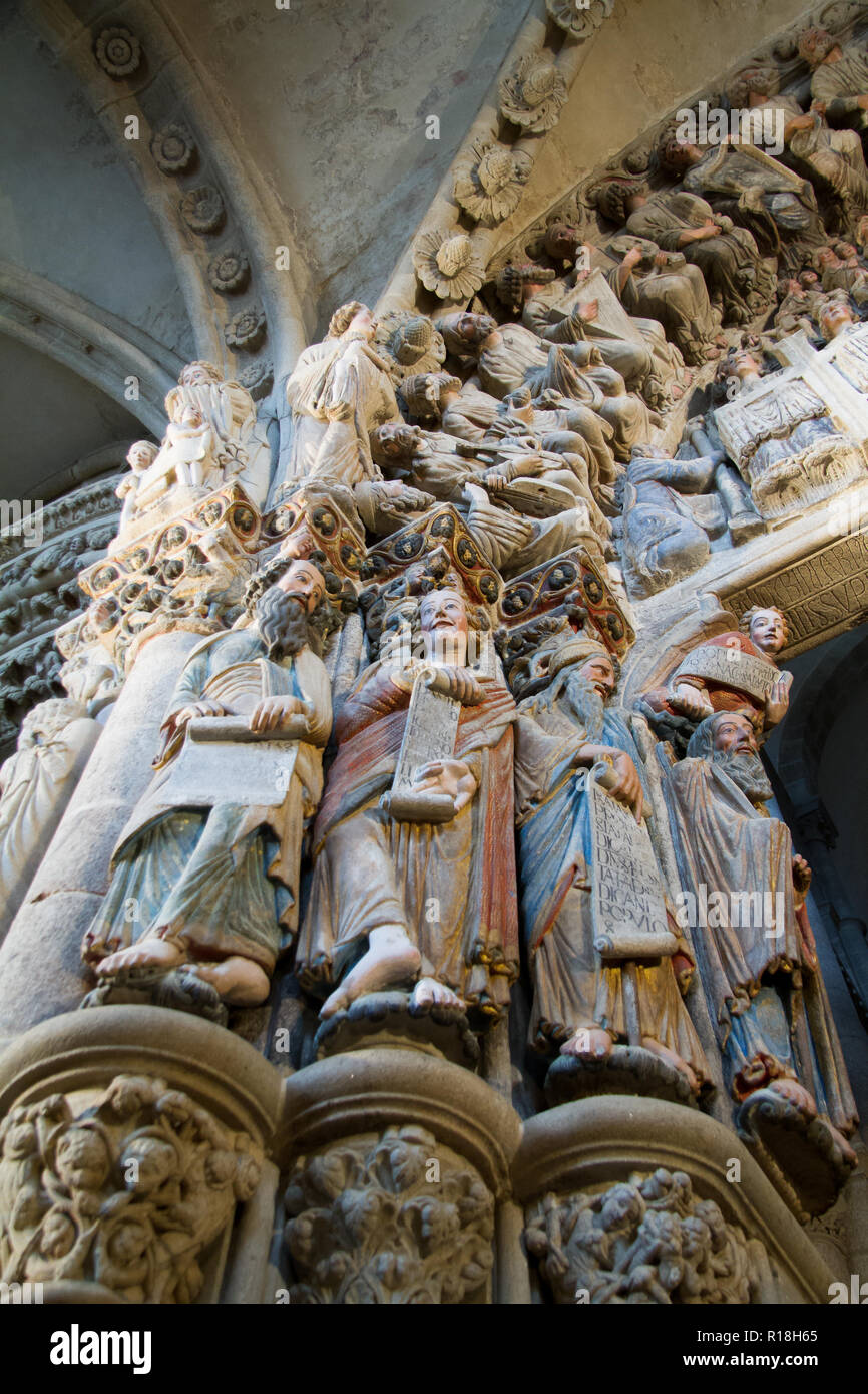 Pórtico de la Gloria, catedral de Santiago de Compostela Banque D'Images