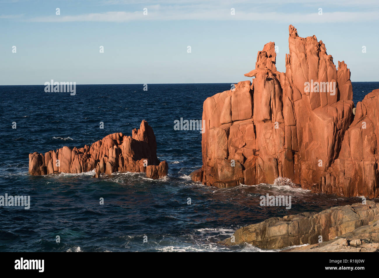 Roches rouges de Arbatax, Sardaigne Banque D'Images