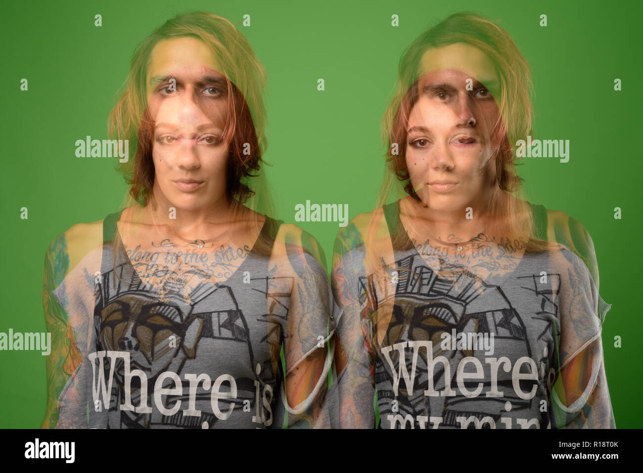 Portrait de jeune homme rebelle et femme ensemble contre g Banque D'Images