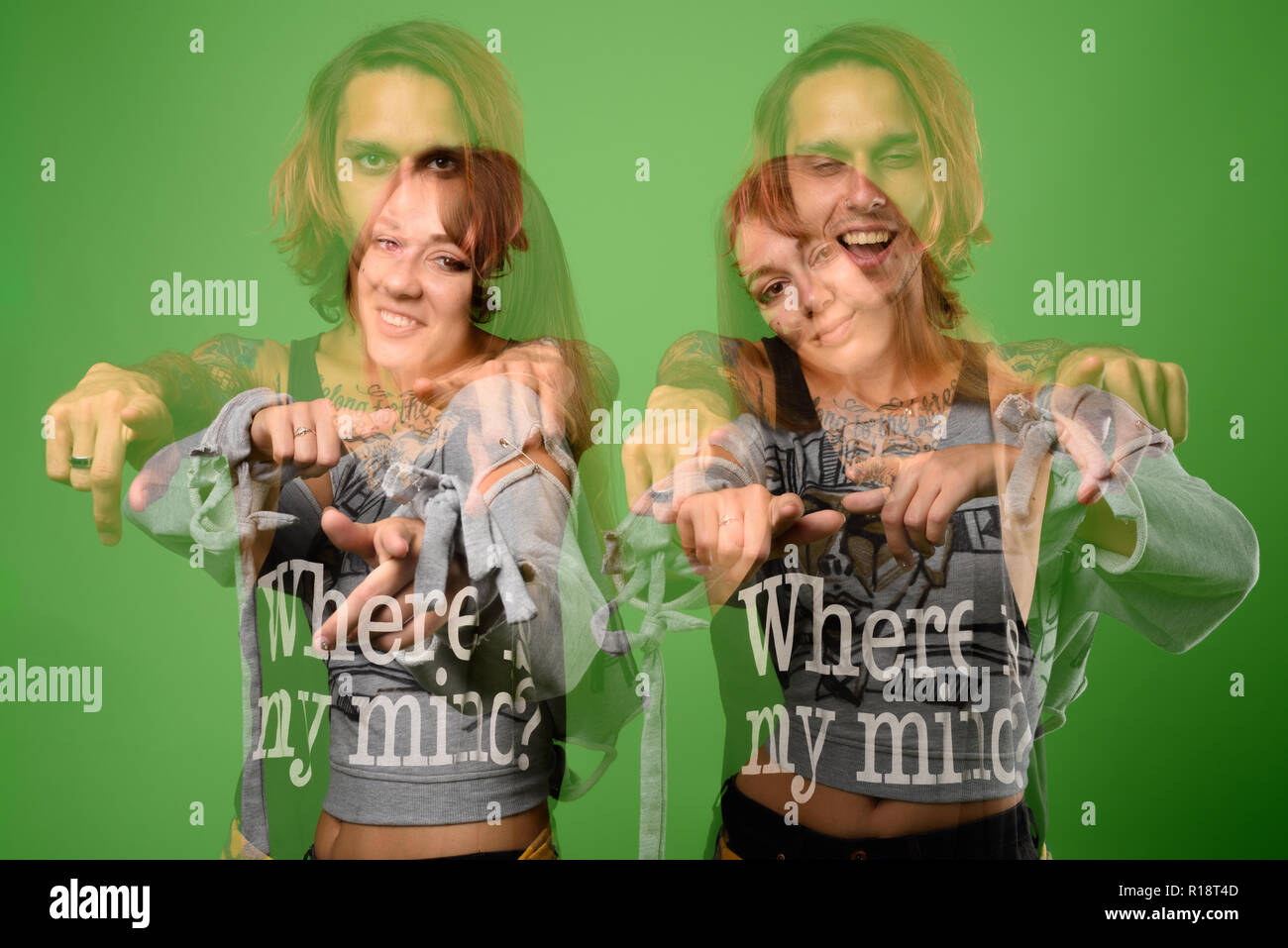 Portrait de jeune homme rebelle et femme ensemble contre g Banque D'Images