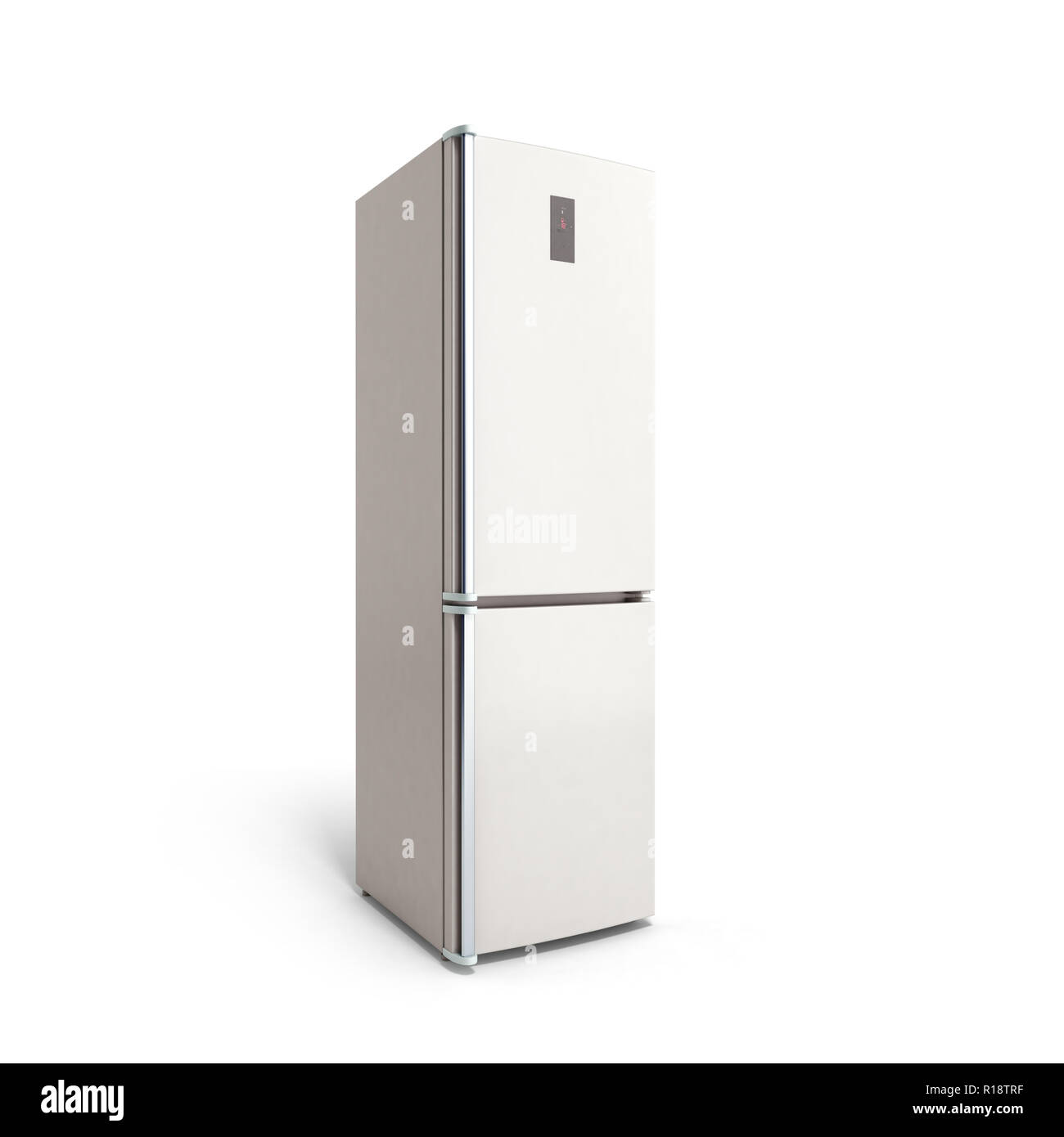 Moderne en acier inoxydable réfrigérateur ouvert sur blanc 3d illustration Banque D'Images