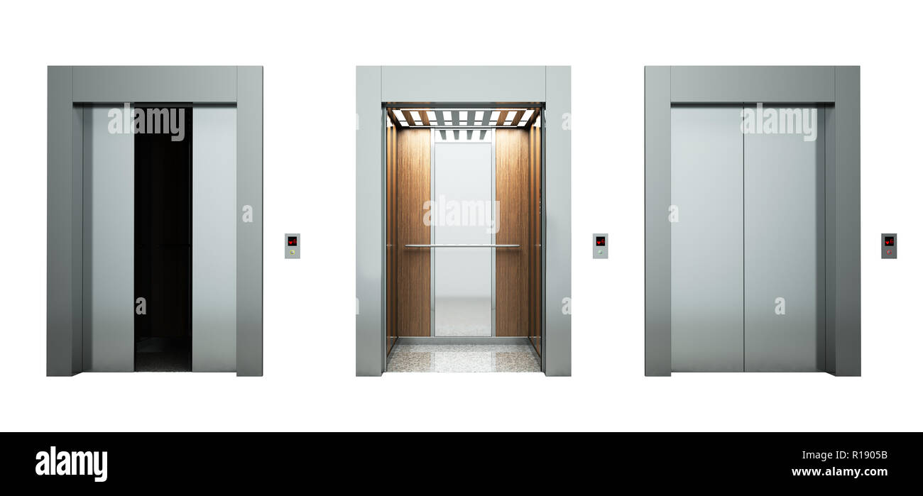 Hall d'ascenseurs vides réaliste on white 3d illustration Banque D'Images