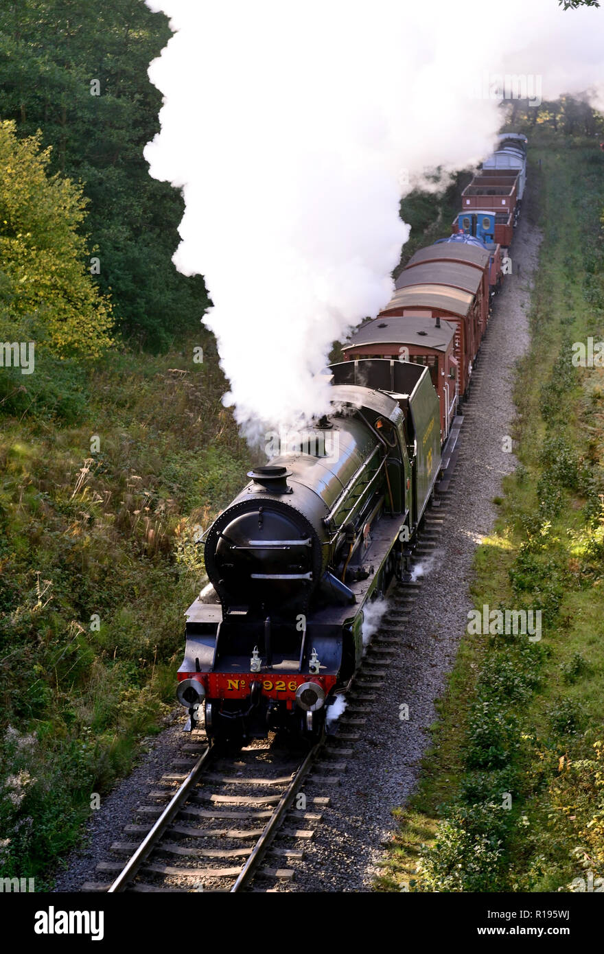 Le sud de classe V 926 Pas de Repton, sans les déflecteurs de fumée, le transport de marchandises à un Darnholm sur le North Yorkshire Moors Railway. Banque D'Images