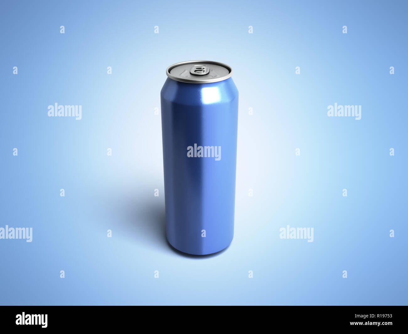 Verre de boisson en aluminium métal 3d peut rendre sur bleu Banque D'Images