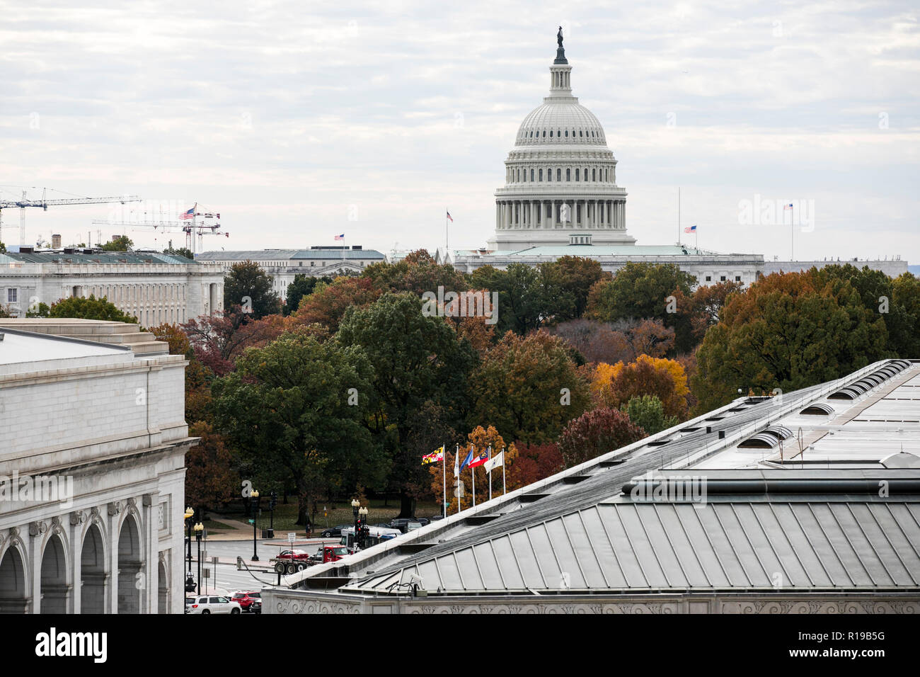Une vue de la Du Capitole des États-Unis à Washington, D.C. le 7 novembre 2018. Banque D'Images