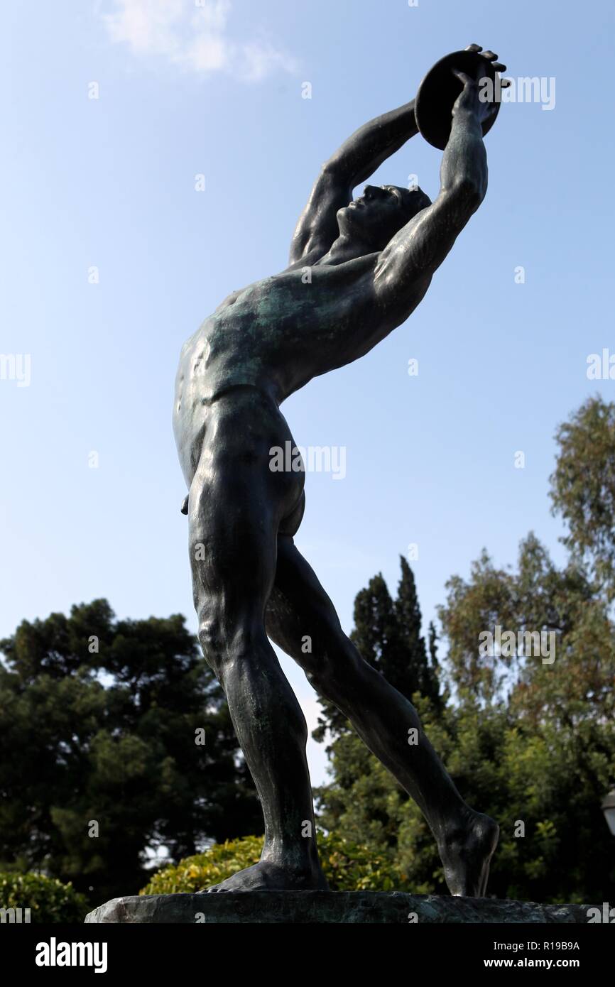 Statue de Discus olympique, Athènes, Grèce Banque D'Images