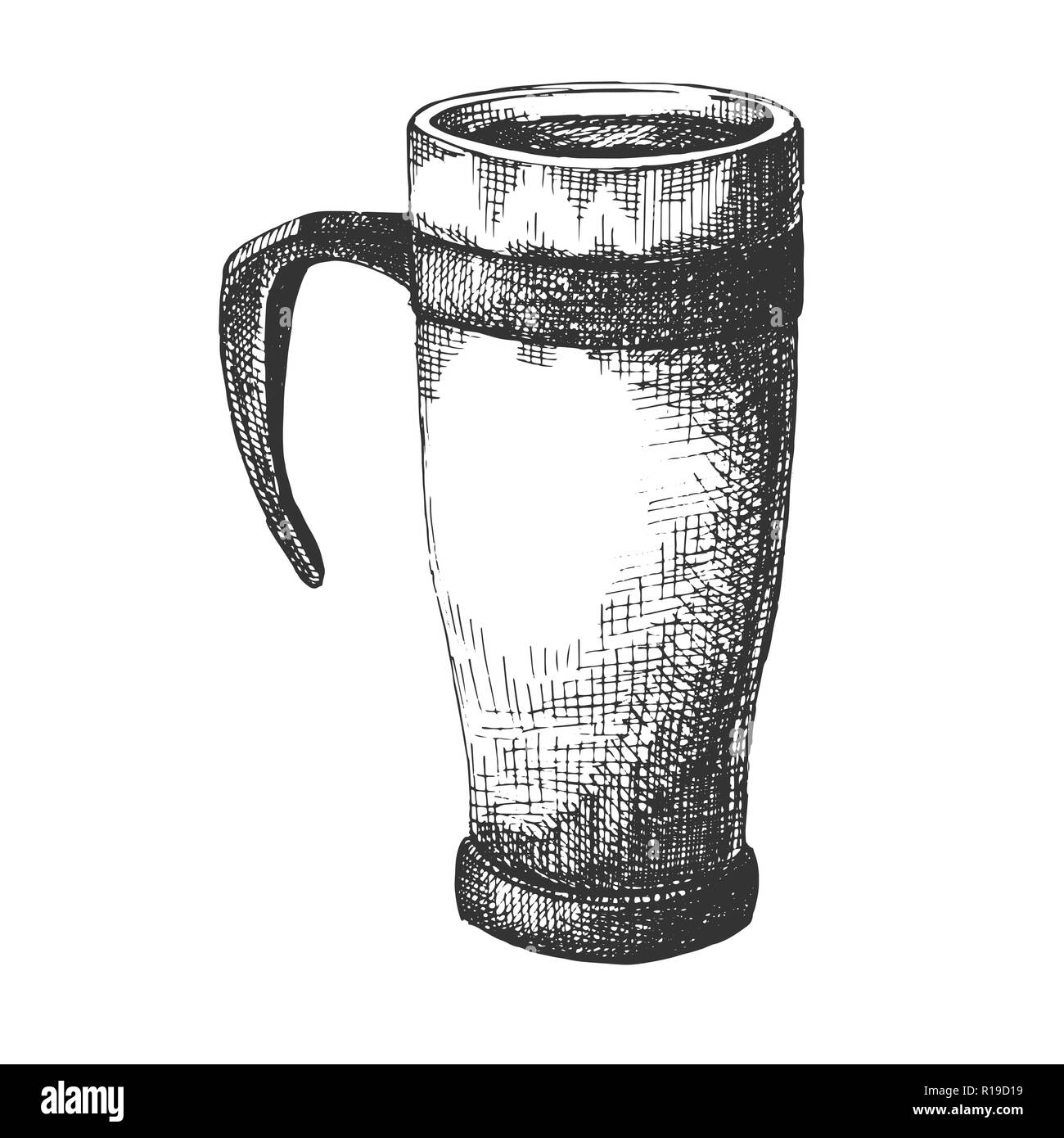Croquis de voyage. Mug de voyage isolé sur fond blanc. Illustration de Vecteur