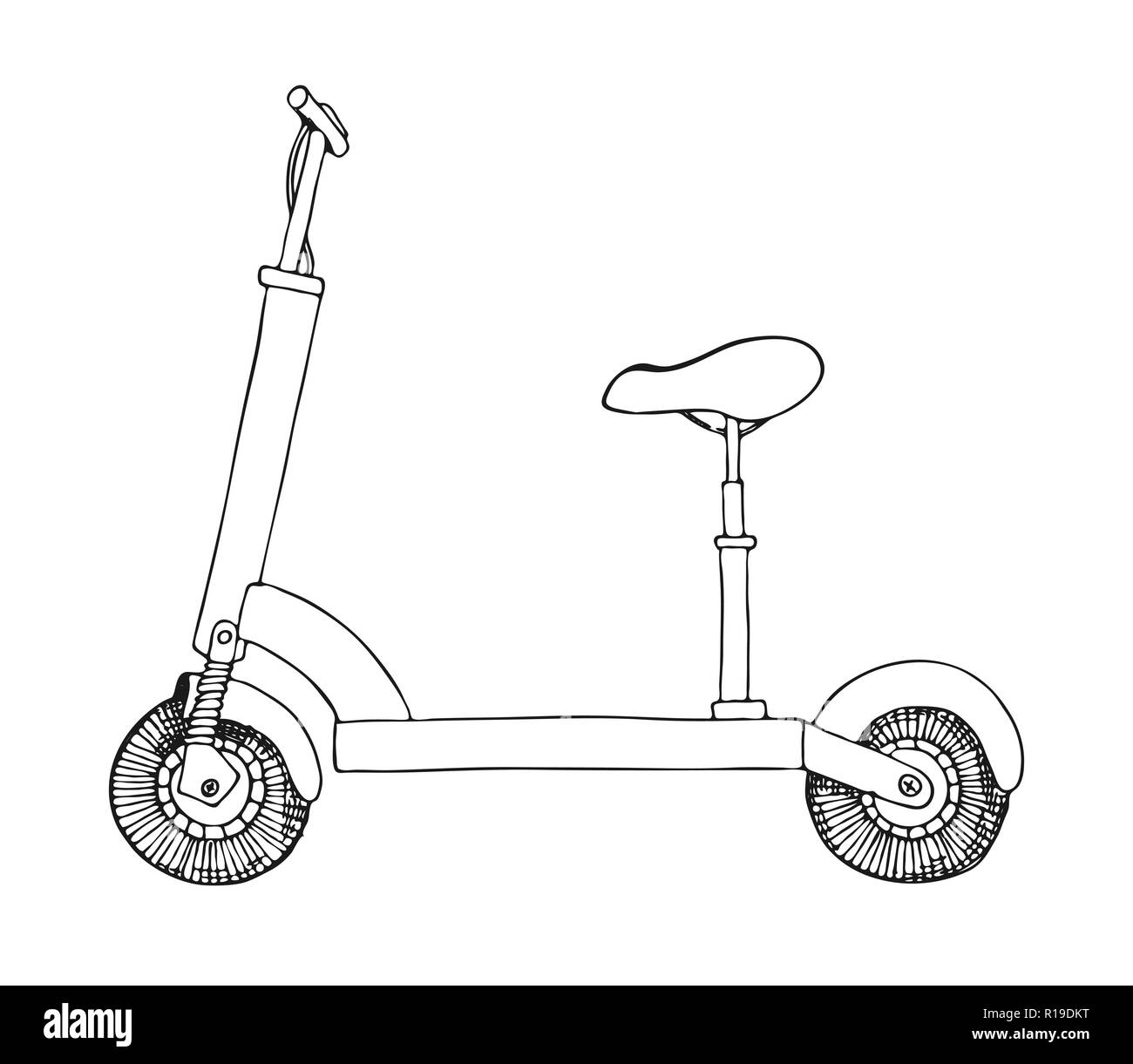 Scooter électrique isolé sur fond blanc. Vector illustration. Illustration de Vecteur