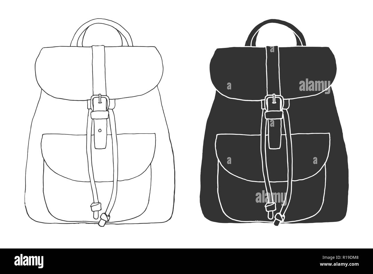 Croquis d'un sac à dos. Sac à dos isolé sur fond blanc. Vector