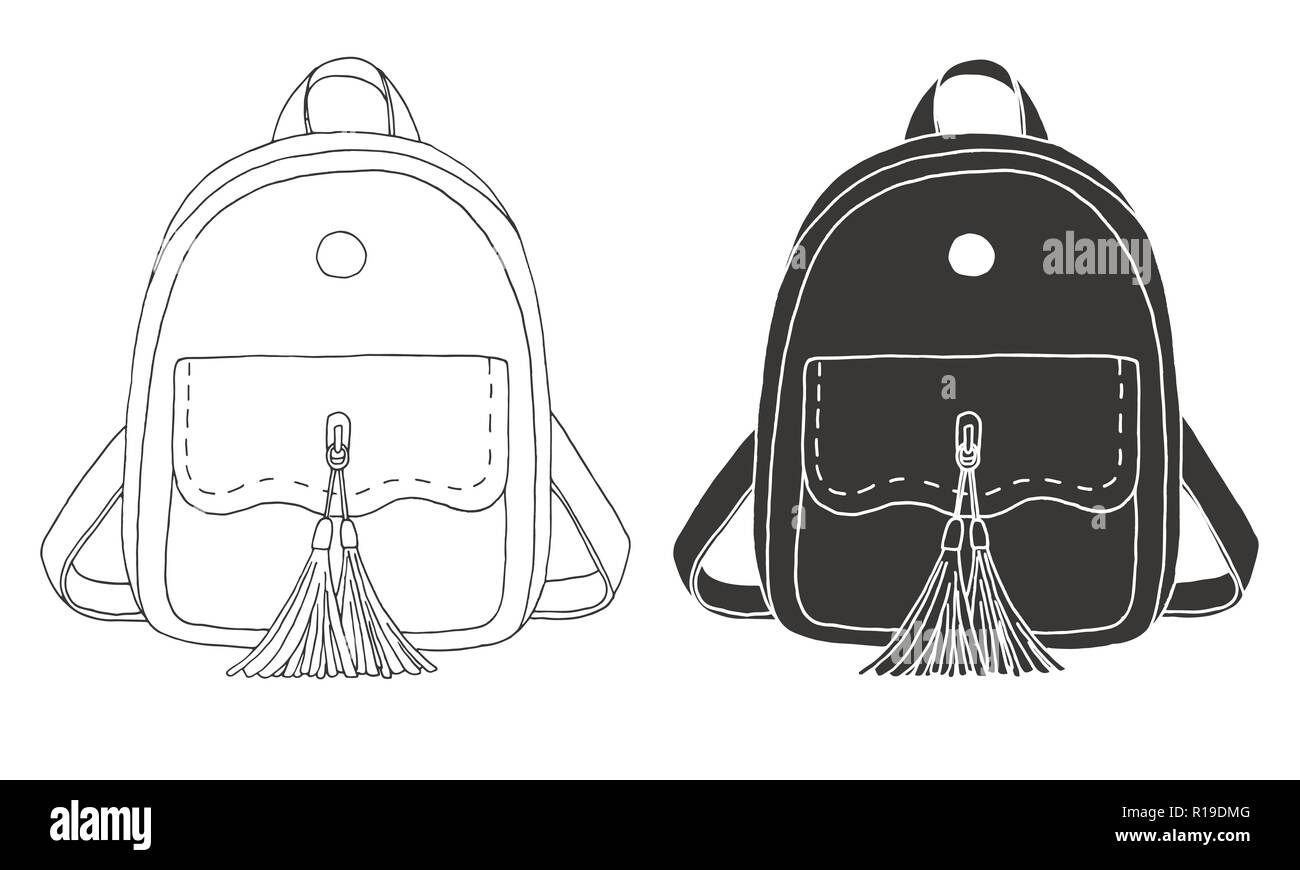 Croquis d'un sac à dos. Sac à dos isolé sur fond blanc. Vector