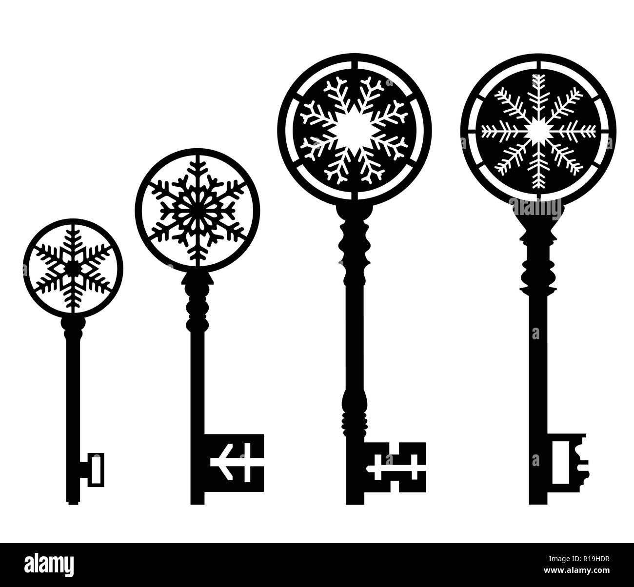 Vector set de touches de décoration avec des flocons Illustration de Vecteur