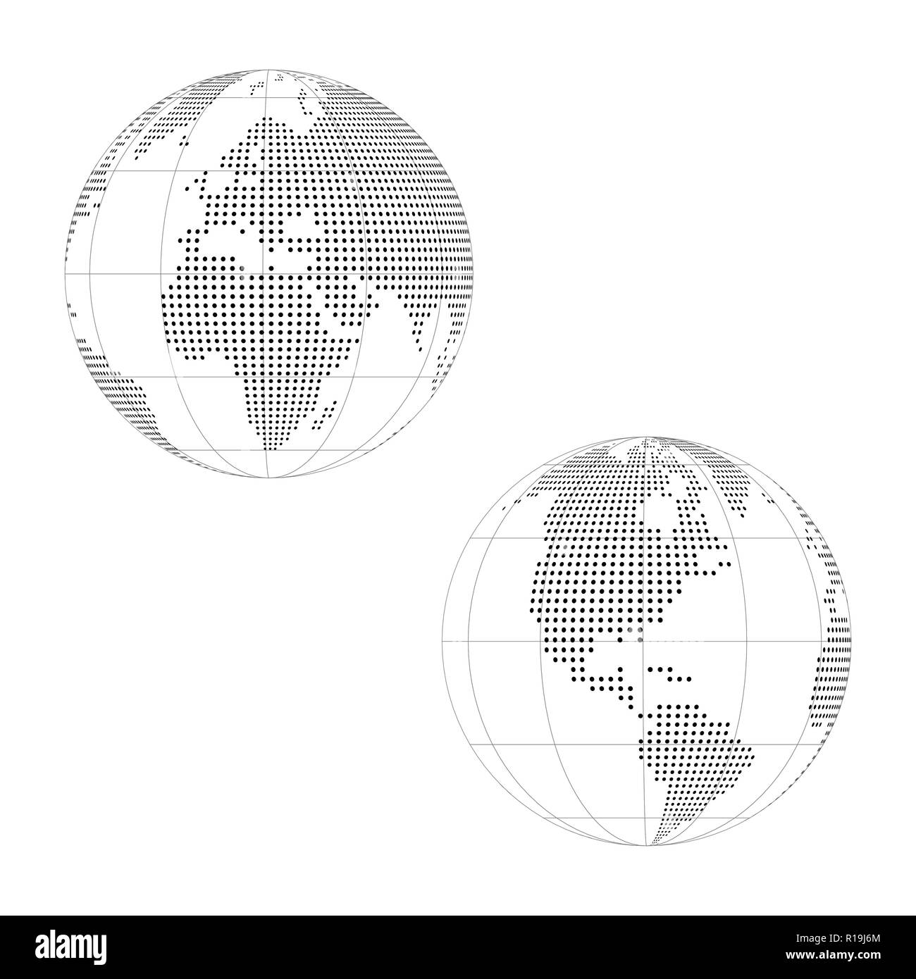 Silhouette grise de cartes du monde isolé sur fond blanc Illustration de Vecteur