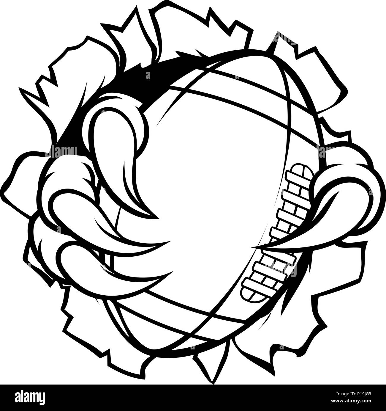 Ballon de football Eagle Claw Talons fond Ripping Illustration de Vecteur