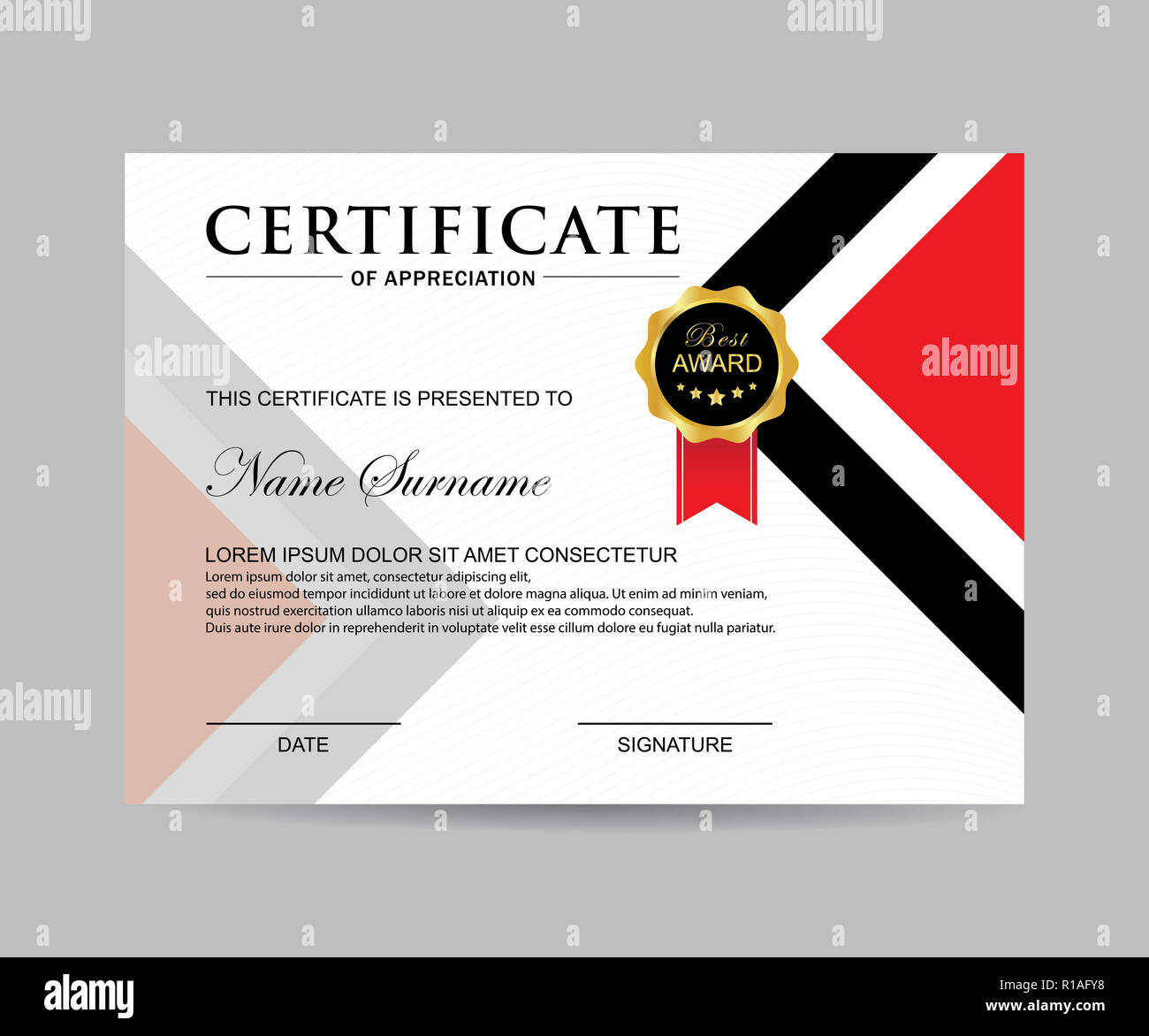 Modèle de certificat moderne et l'arrière-plan Banque D'Images