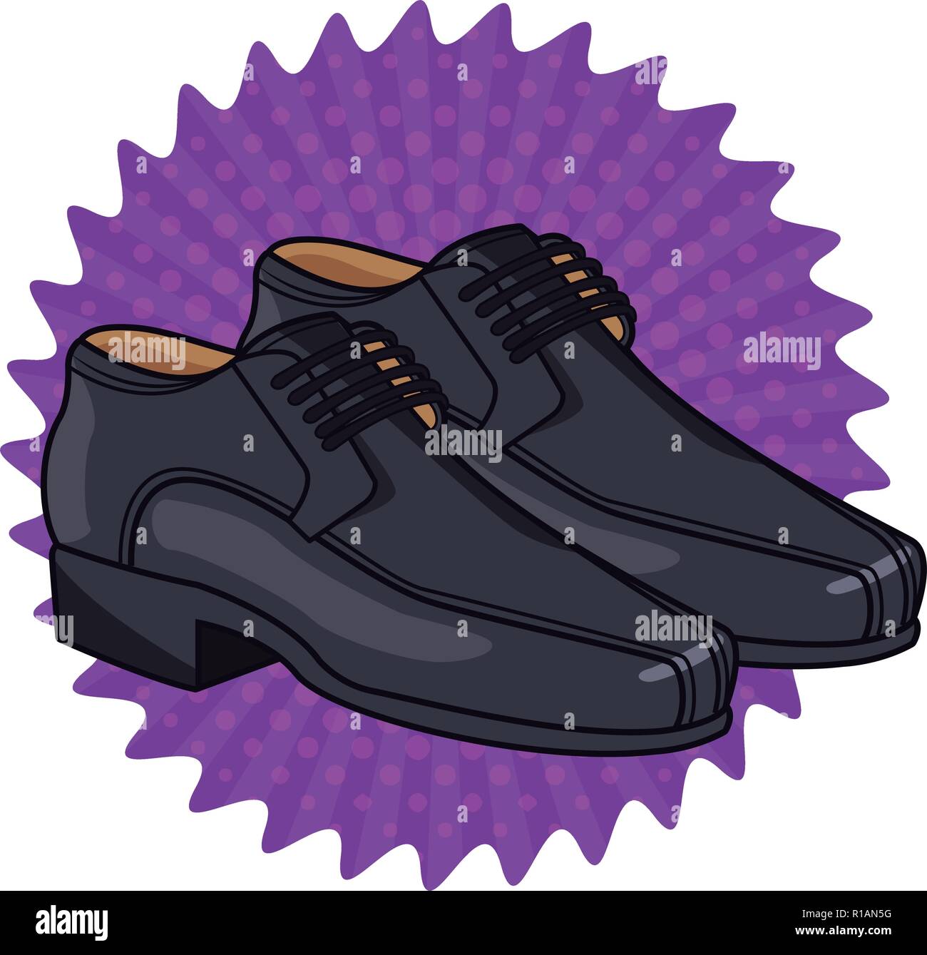 Pop art homme chaussures élégantes sur étiquette ronde cartoon vector  illustration graphic design Image Vectorielle Stock - Alamy