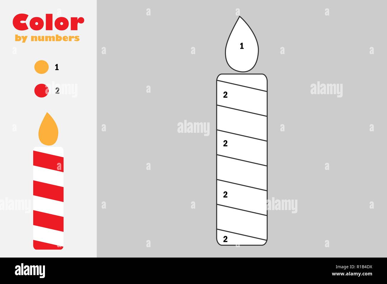 Bougie Dans Cartoon Style Couleur En Nombre De L Education De Noel Jeu De Papier Pour Le Developpement De L Enfant Coloriage Pour Les Enfants Activite Prescolaire Prin Image Vectorielle Stock Alamy