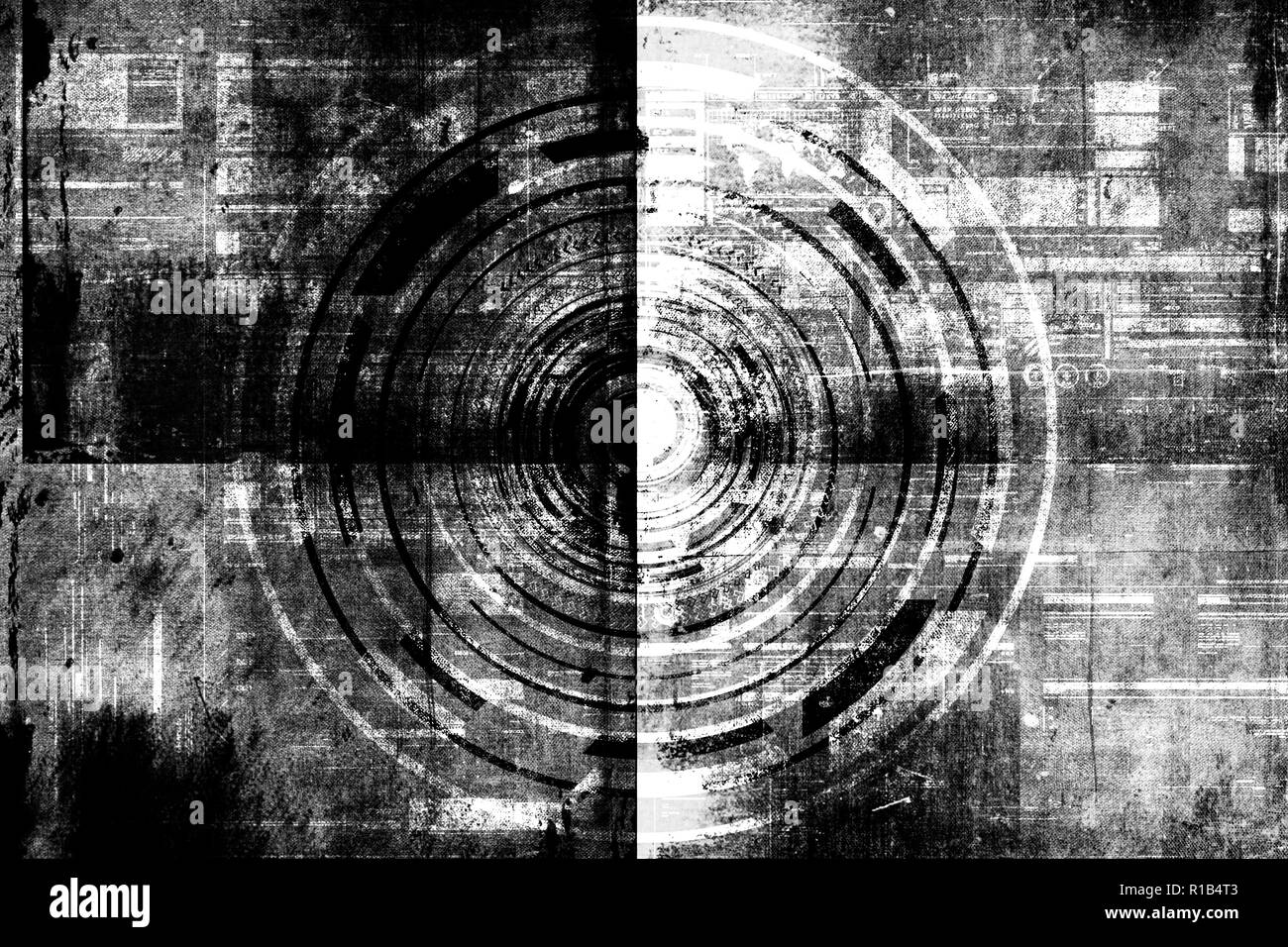 Abstract grunge cyber futuriste technologie historique. Plan directeur de la vieille grungy zéro surface. La conception de la technologie futuriste. Toile de Cyber punk Banque D'Images