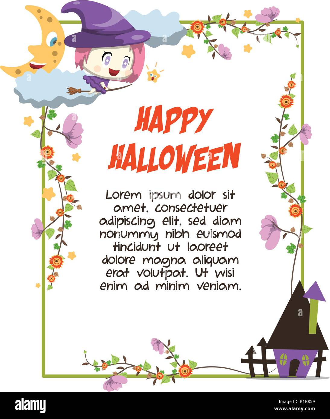 La trame de caractère halloween cute floral Illustration de Vecteur