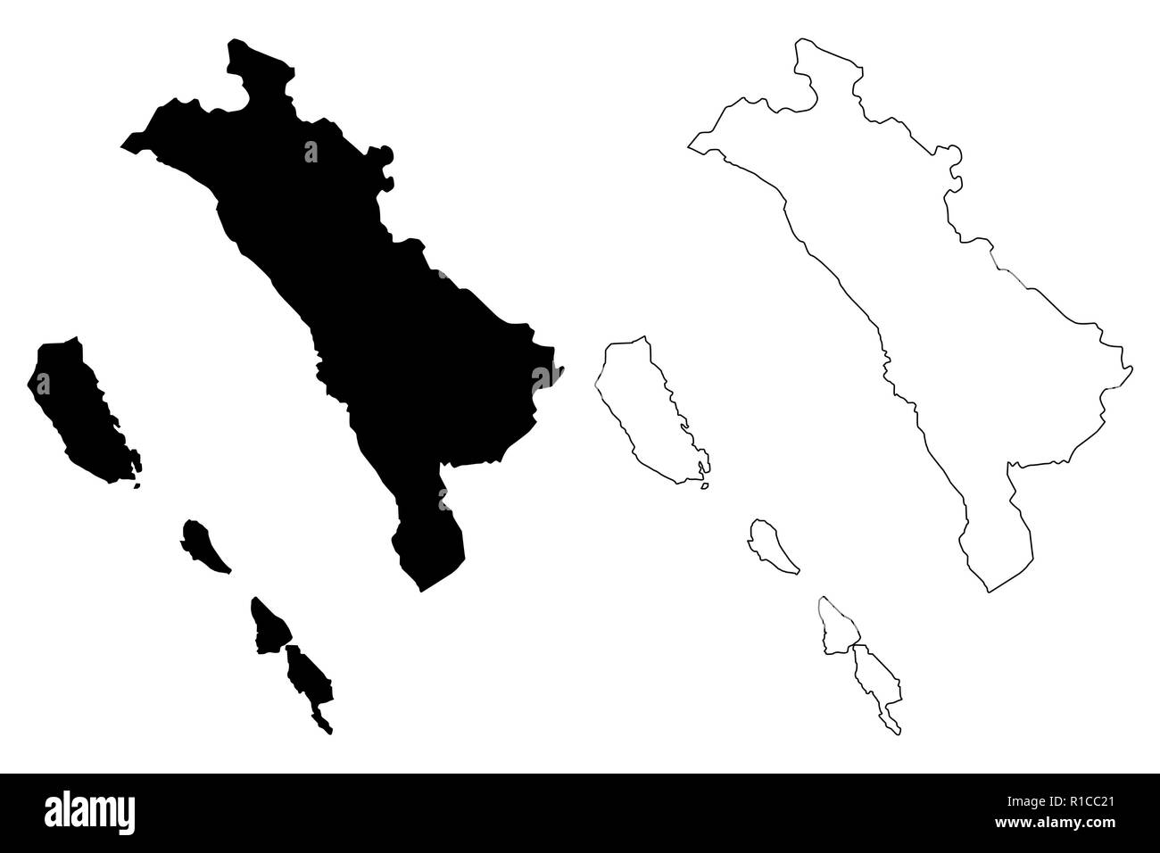 L'ouest de Sumatra (subdivisions de l'Indonésie, les provinces de l'Indonésie) map vector illustration gribouillage, croquis Sumatera Barat site Illustration de Vecteur