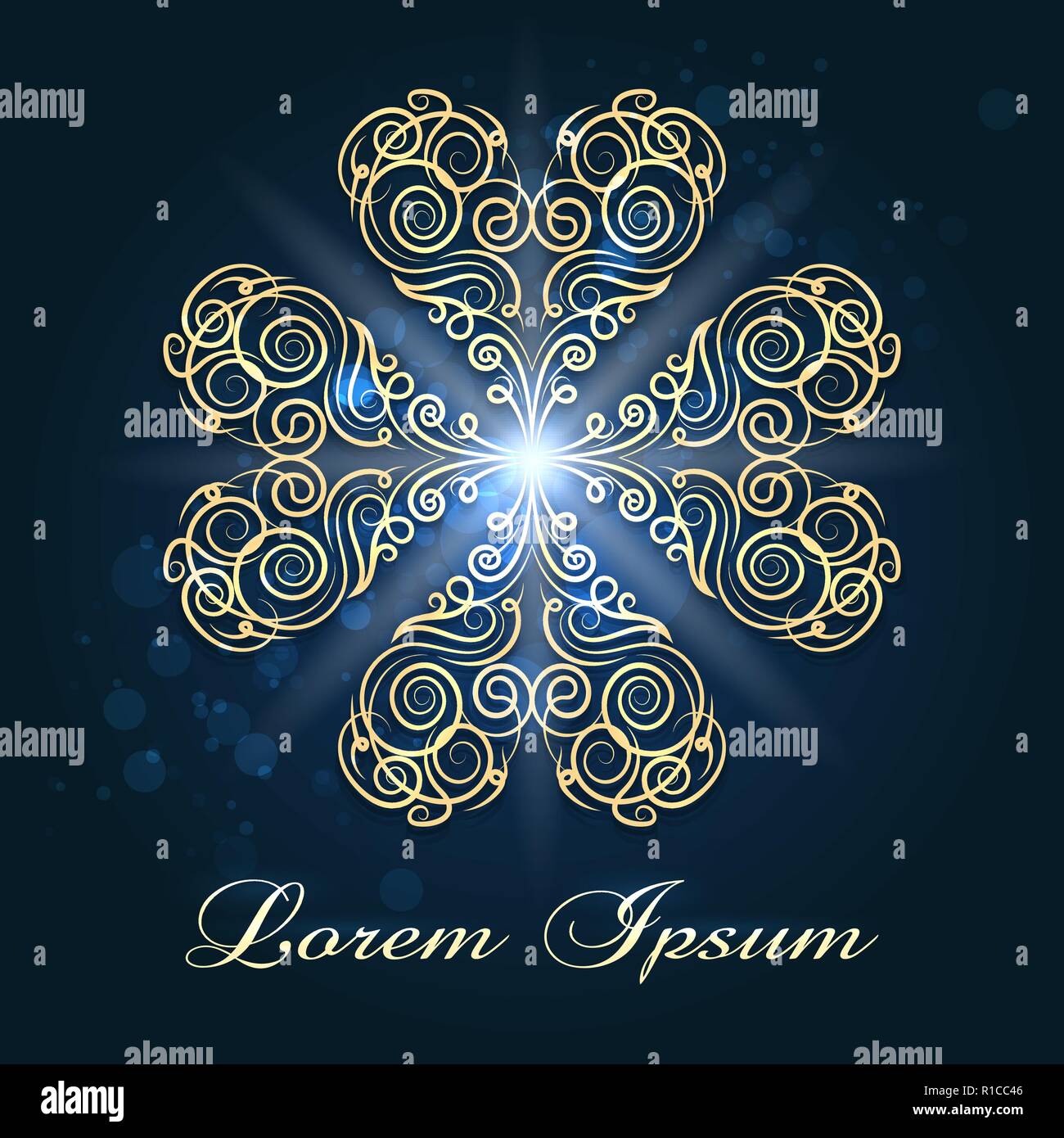 Motif tourbillons fleuri sur fond noir. Traversée des tourbillons en forme de coeur avec effets lumineux. Vector illustration. Illustration de Vecteur