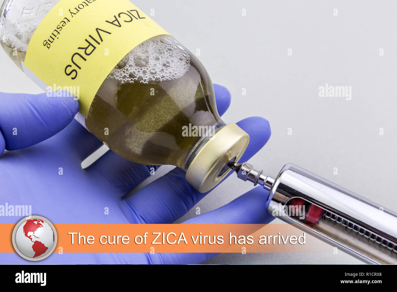 Digital composite de flash avec l'imagerie médicale, la cure fo virus zica est arrivé Banque D'Images